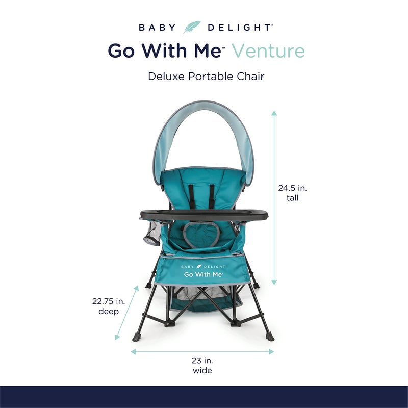 Baby Delight Go with Me Venture Portable Chair | Indoor and Outdoor | Sun Canopy | 3 Child Growth Stages | Teal - Image 2