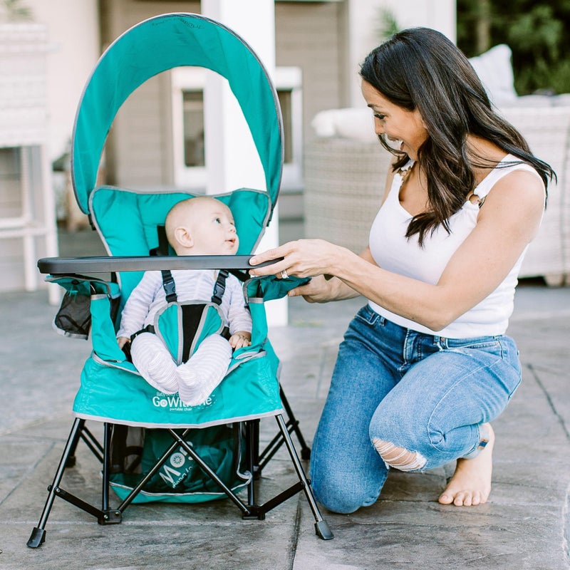 Baby Delight Go with Me Venture Portable Chair | Indoor and Outdoor | Sun Canopy | 3 Child Growth Stages | Teal - Image 3