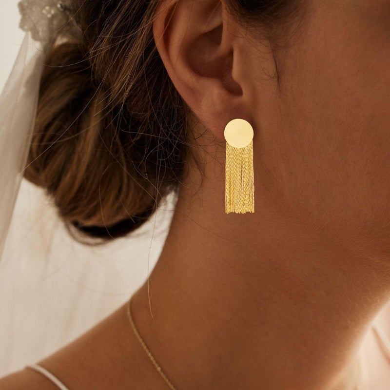 Tituthia Gold Earrings for Women Trendy, 14K Gold Dangle Earrings for Women Hypoallergenic Long Tassel Drop Earrings Gold Chain Earrings for Womens Fashion Jewelry Gifts - Image 2