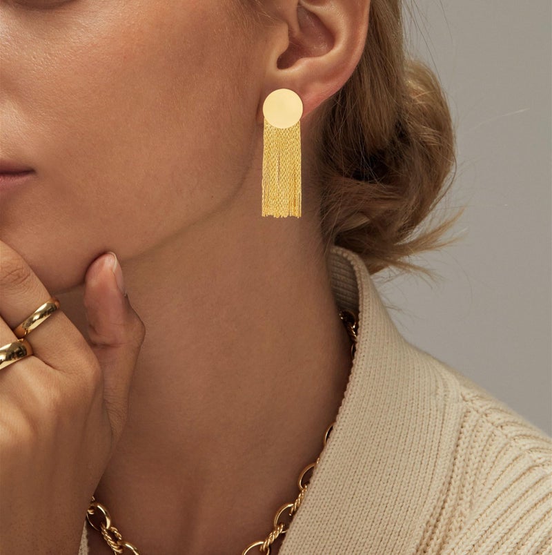 Tituthia Gold Earrings for Women Trendy, 14K Gold Dangle Earrings for Women Hypoallergenic Long Tassel Drop Earrings Gold Chain Earrings for Womens Fashion Jewelry Gifts - Image 3
