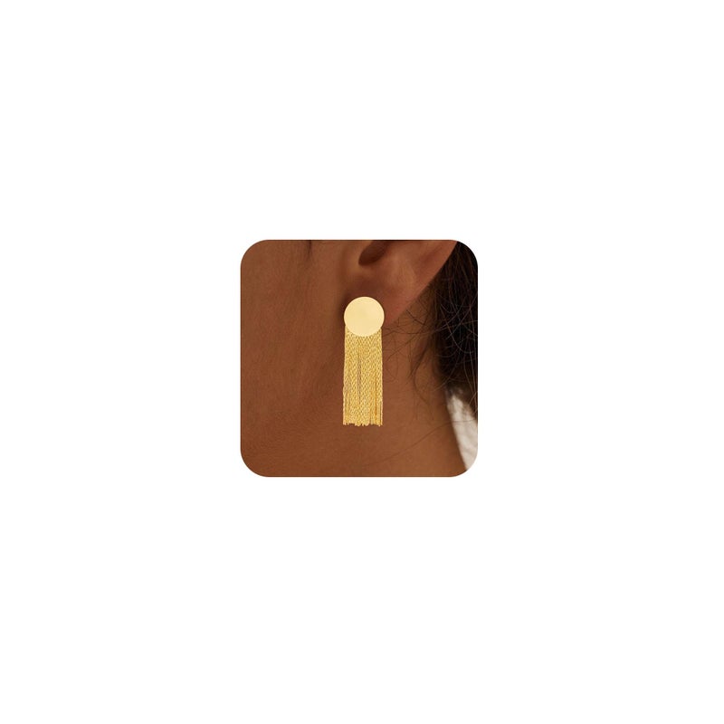 Tituthia Gold Earrings for Women Trendy, 14K Gold Dangle Earrings for Women Hypoallergenic Long Tassel Drop Earrings Gold Chain Earrings for Womens Fashion Jewelry Gifts - Image 1