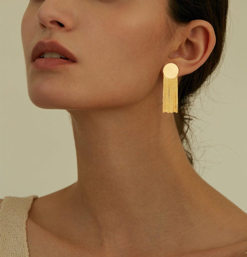 Tituthia Gold Earrings for Women Trendy, 14K Gold Dangle Earrings for Women Hypoallergenic Long Tassel Drop Earrings Gold Chain Earrings for Womens Fashion Jewelry Gifts - Image 5