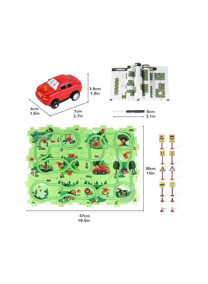 Educational Electric Car Track Puzzle for Kids - 25 Interactive Pieces for Kids' Learning with Car, Track, and Road Supplies - Image 3