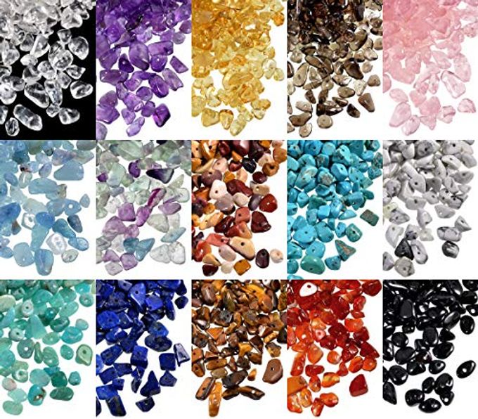 AD BEADS Natural Chips Nuggets 5-10mm Freeform Tumbled Irregular Gemstone Beads 34" or 15 Mixed Color Loose Chips Box Set (Mix Box Set) - Image 3