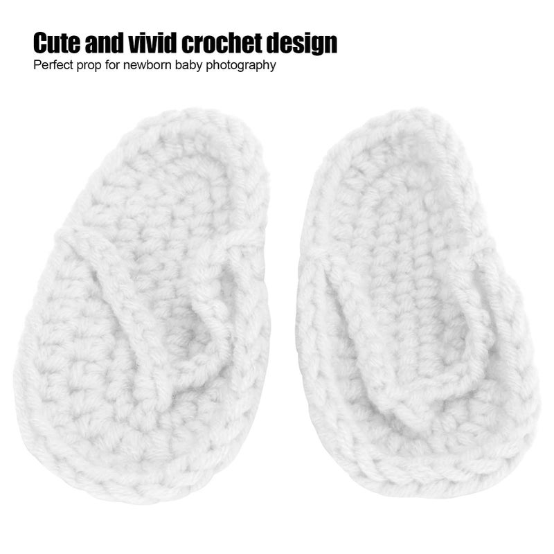 Newborn Photography Props Baby Knitting Wool Slipper Earphone Set Infant Photoshoot Picture Props For 0-3 Months Babies White - Image 5