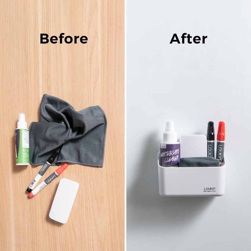 loukin Magnetic Marker Holder, Dry Erase Marker Holder, Remote Control Holder, Magnetic Storage Organizer for Whiteboard or Refrigerators (White) - Image 5