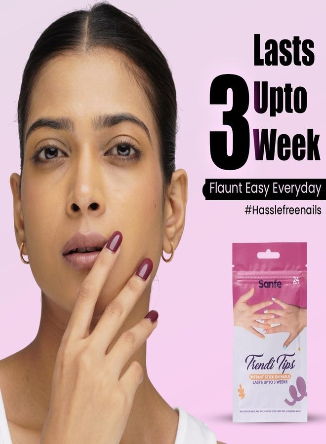 سانفي أظافر سانفي اللاصقة الفورية - بلودي ماري | مجموعة من 24 ظفرًا صناعيًا قابلاً لإعادة الاستخدام | سريعة، خفيفة الوزن، مظهر صالونات التجميل، تدوم حتى 3 أسابيع | للمهرجانات والمناسبات الخاصة - Image 4