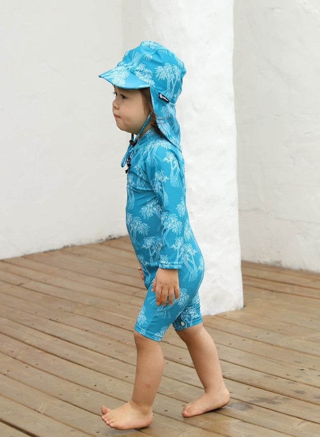 weVSwe 3T Toddler Rash Guard Set Baby Boy Swimsuit Bathing Suit with Sunhat Palm Trees Recycled Polyester - Image 3