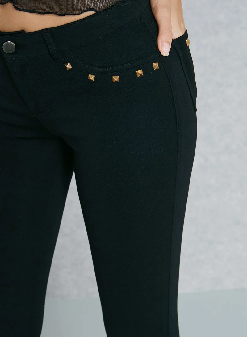 TIMING Stud Detail Skinny Jeans
