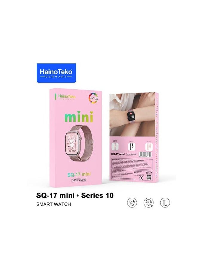 Haino Teko HainoTeko SQ17 Smart Watch with AMOLED Display 3 Pair Straps and Wireless Charger Designed for Ladies (PINK) - Image 2