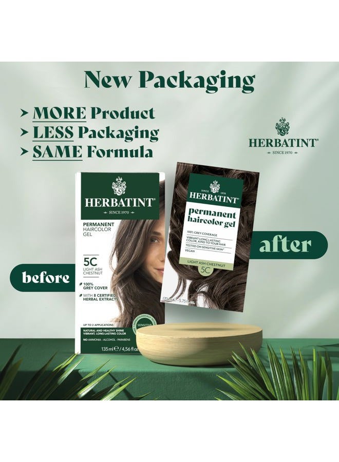 Herbatint Permanent Hair Dye For Women - 5C Light Ash Chestnut - For Up To 100% Gray Coverage of Resistant Gray Hair - Ammonia-Free, Alcohol-Free & Vegan - Salon Influenced Hair Color 5.75 fl oz - Image 2