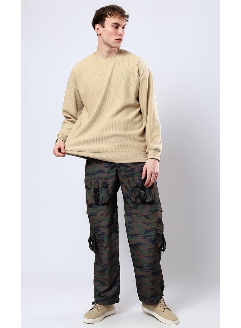 RAVIN Sand Long Sleeves Ribbed Sweatshirt with Round Neck - Image 2