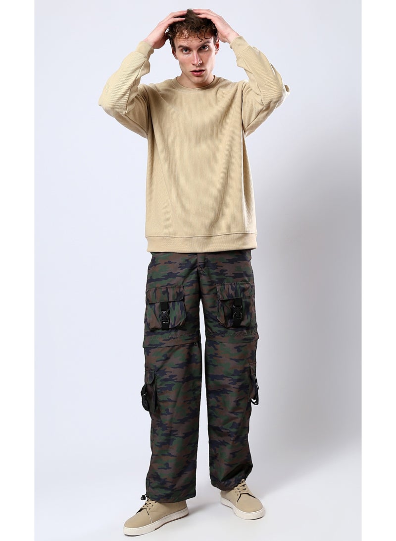 RAVIN Sand Long Sleeves Ribbed Sweatshirt with Round Neck - Image 3