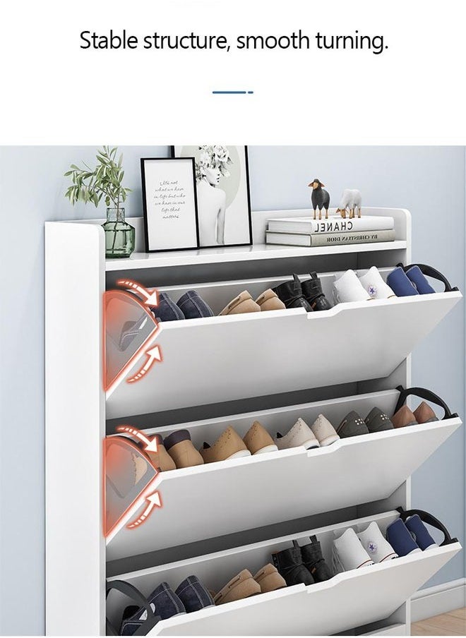 NKX - Three Tier Shoe Rack Organizer Storage Foldable Closet with Doors for Living Room - Image 1