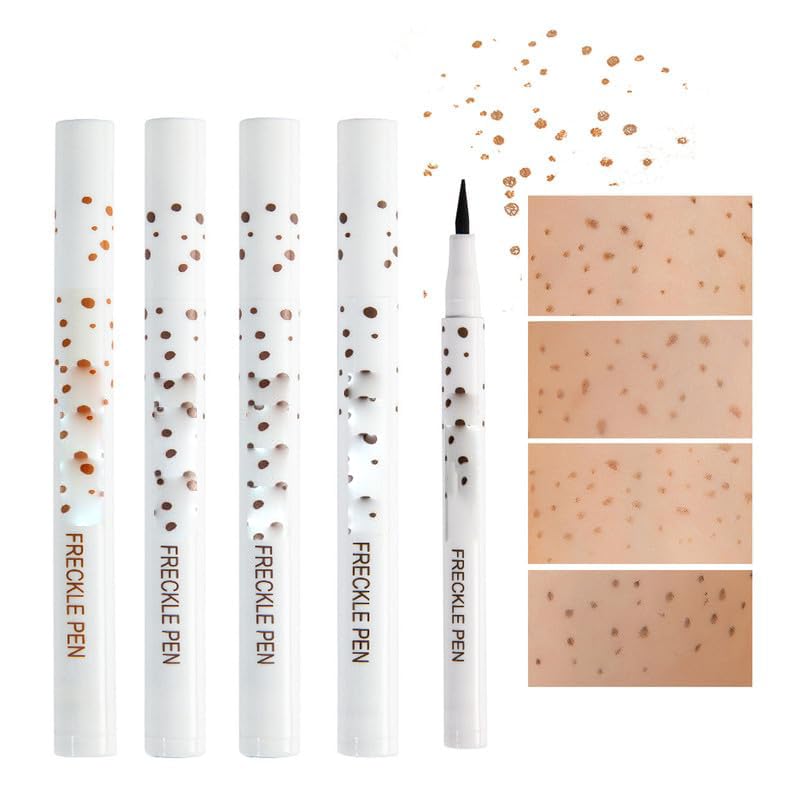 AKARY 4 Colors Freckle Pen Professional Lifelike Face Concealer Point Out Natural Waterproof Longlasting Soft Artificial Freckles Fine Makeup Freckle Pen Life Face Decoration (01+02+03+04) - Image 1