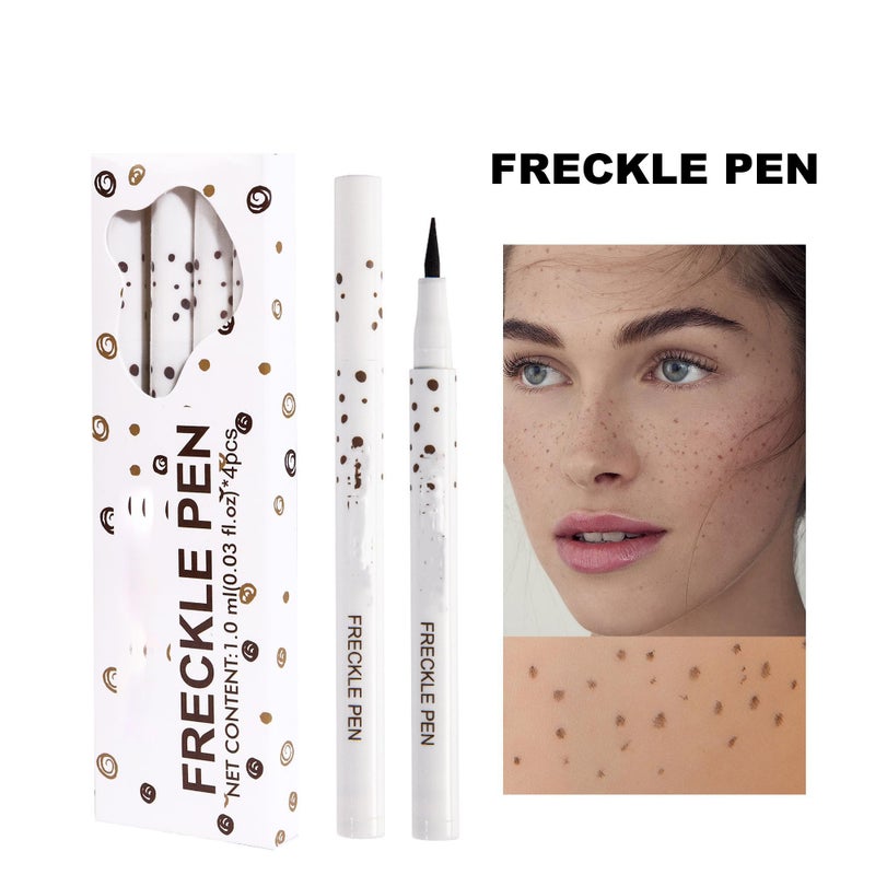 AKARY 4 Colors Freckle Pen Professional Lifelike Face Concealer Point Out Natural Waterproof Longlasting Soft Artificial Freckles Fine Makeup Freckle Pen Life Face Decoration (01+02+03+04) - Image 2