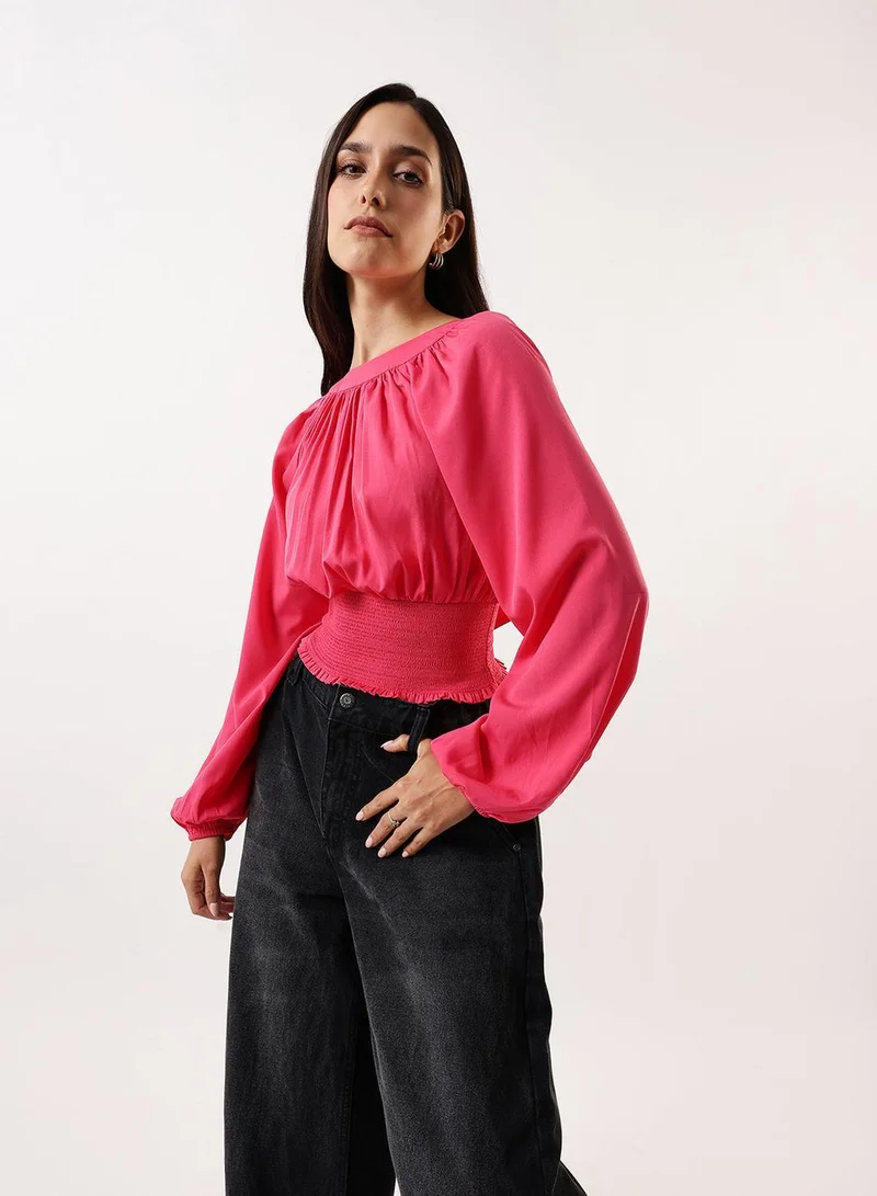 دينيس لينغو تيشيرت نسائي سادة من البولي كريب بلون توتي بقصة عادية