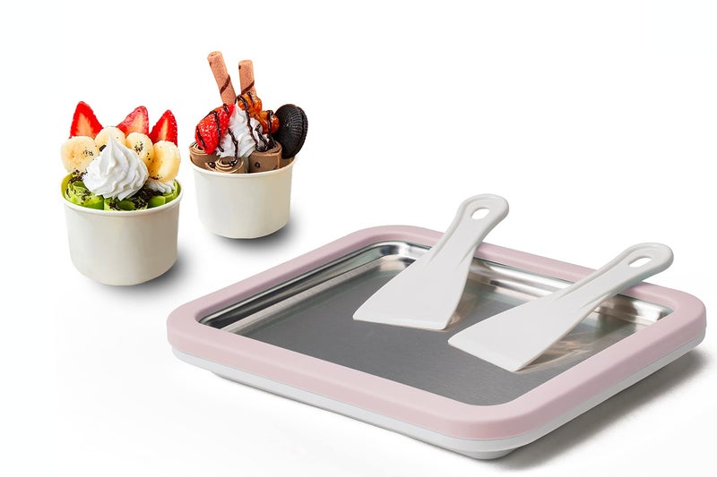 JoyMech Ice Cream Roll Maker Rolled Ice Cream Machine, Sweet Spot Pan, Instant Cold Plate, Ideal for Making Rolled Ice Cream Soft Serve Slushies Frozen Yogurt Sorbet and Gelato (Light Pink) - Image 1