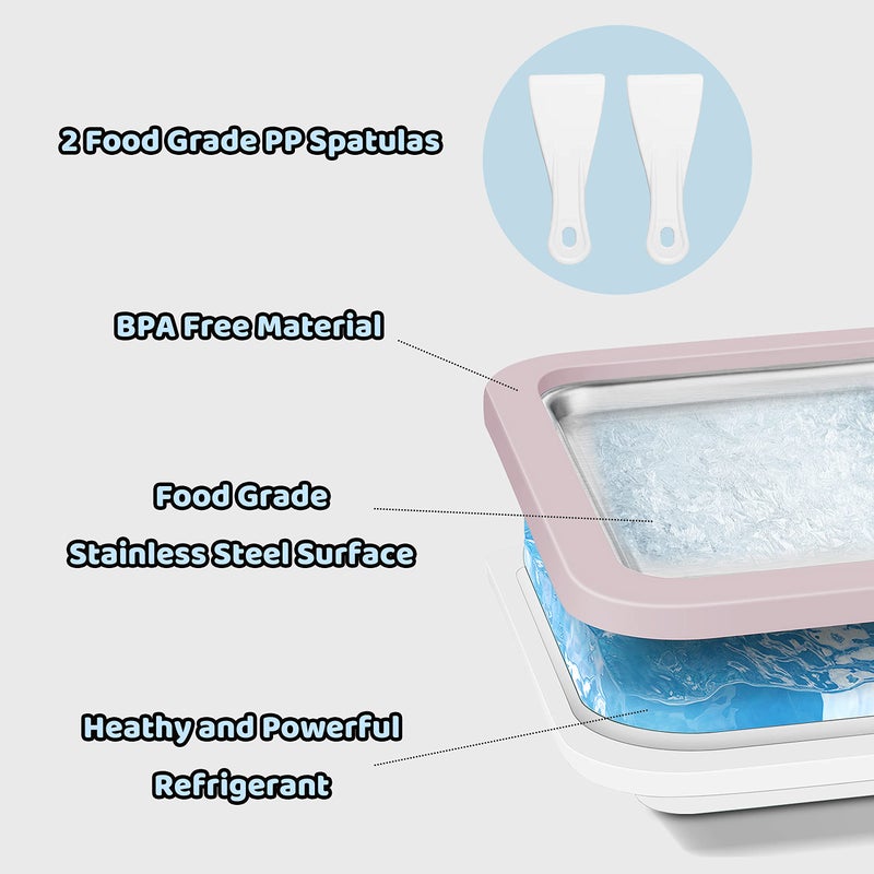 JoyMech Ice Cream Roll Maker Rolled Ice Cream Machine, Sweet Spot Pan, Instant Cold Plate, Ideal for Making Rolled Ice Cream Soft Serve Slushies Frozen Yogurt Sorbet and Gelato (Light Pink) - Image 4