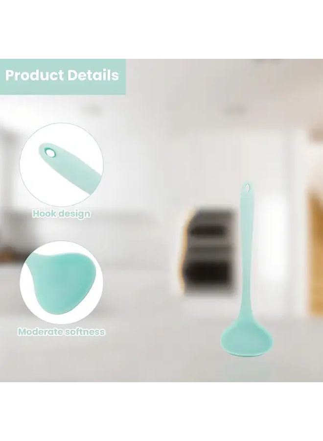 Blue Silicone Spoon Nonstick Heat Resistant Kitchen Tool for Cooking Serving Baking Easy Clean - Image 2