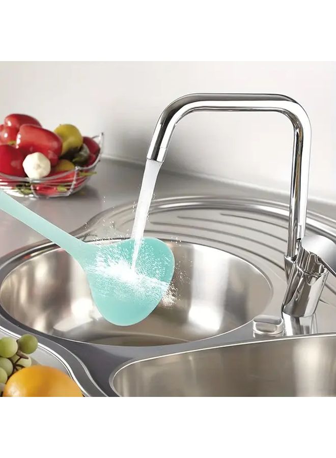 Blue Silicone Spoon Nonstick Heat Resistant Kitchen Tool for Cooking Serving Baking Easy Clean - Image 5