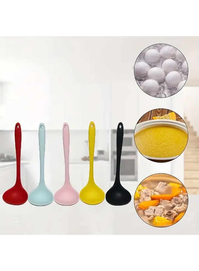 Blue Silicone Spoon Nonstick Heat Resistant Kitchen Tool for Cooking Serving Baking Easy Clean - Image 1