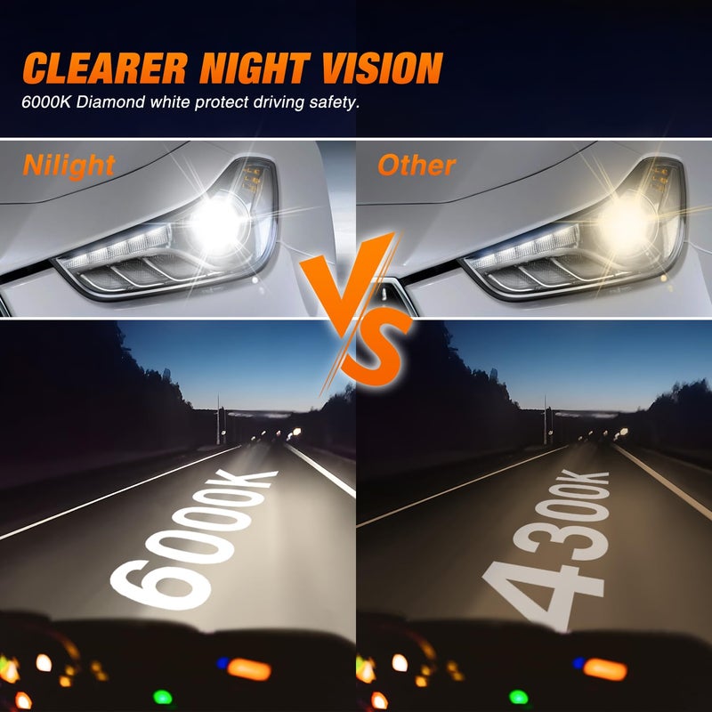 Nilight D3S HID Headlight Bulbs, Super Bright D3S HID Bulb 6000K Diamond White High Low Beam HID Xenon Bulbs Replacement, 2-Pack - Image 3