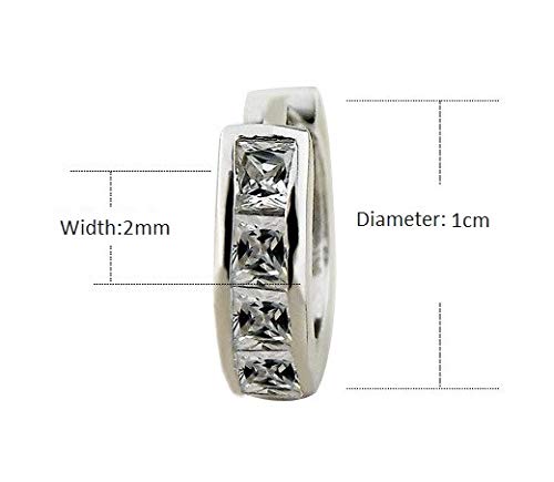 AMBESTEE Small Cubic Zirconia Hoop Earrings,Sterling Silver Plated Rhinestones Crystal Hoops Earrings - Image 2