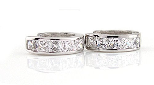 AMBESTEE Small Cubic Zirconia Hoop Earrings,Sterling Silver Plated Rhinestones Crystal Hoops Earrings - Image 3