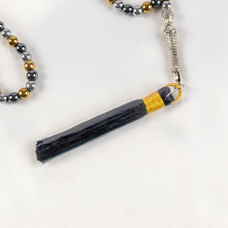 سبحة من الهيماتيت الفضي والذهبي والأوكسيديه من 99 حبة - Image 4