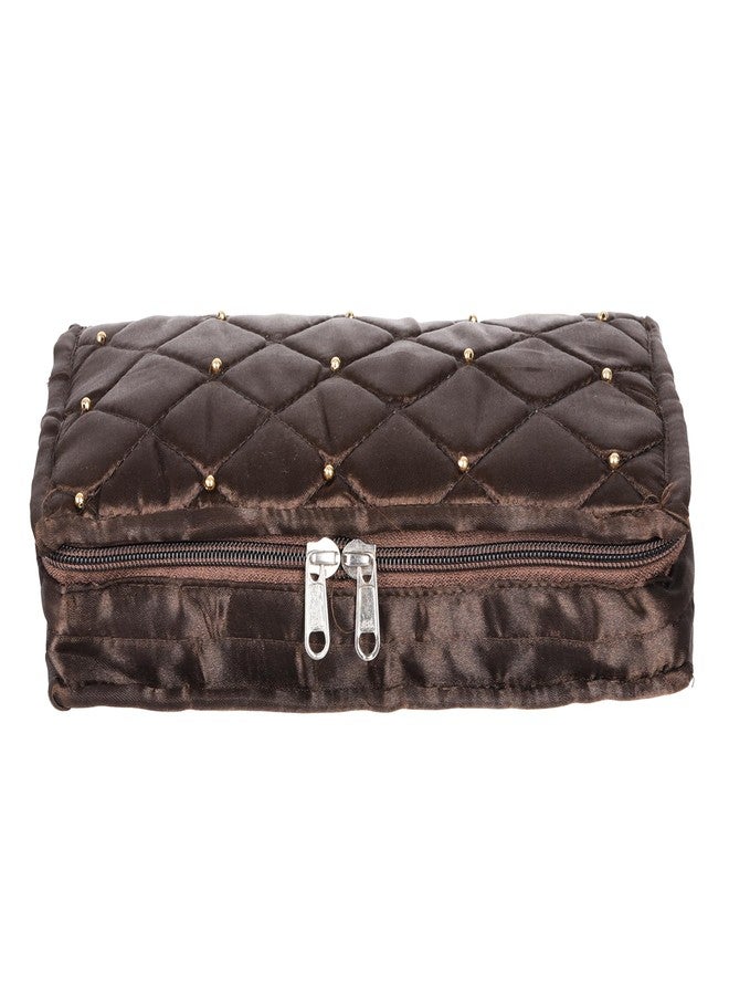 Kuber Industries Makeup Storage Bag | Vanity Pouch | Cosmetic Kit for Travel | 6 Pouch Organizer | Moti Jewellery Pendant | Large | Brown - Image 4