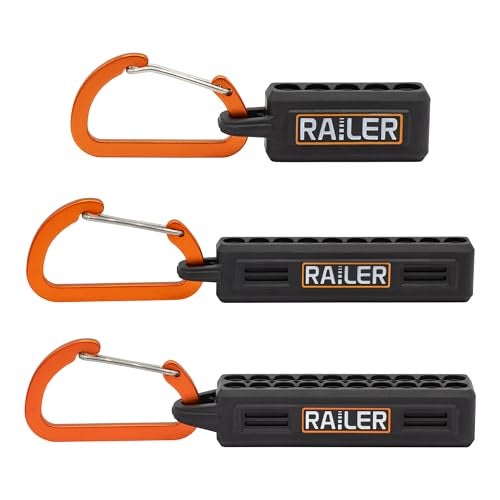 Railer Screwdriver Bit Holder Storage Organizer - 3 Pack – 5-Hole, 10- Hole and 20-Hole Bit Holder with Carabiner - Image 2