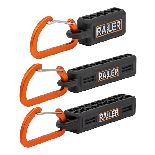 Railer Screwdriver Bit Holder Storage Organizer - 3 Pack – 5-Hole, 10- Hole and 20-Hole Bit Holder with Carabiner - Image 1