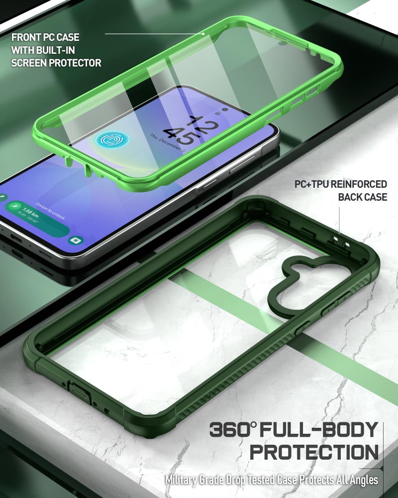Poetic Guardian Case for Samsung Galaxy A36 5G, [2 Front Frame] [20 FT Mil-Grade Drop Tested] [Screen Protector Work with Fingerprint ID] Full Body Shockproof Rugged Clear Cover, Green/Clear - Image 5