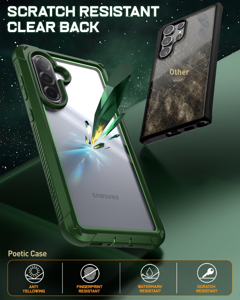 Poetic Guardian Case for Samsung Galaxy A36 5G, [2 Front Frame] [20 FT Mil-Grade Drop Tested] [Screen Protector Work with Fingerprint ID] Full Body Shockproof Rugged Clear Cover, Green/Clear - Image 3