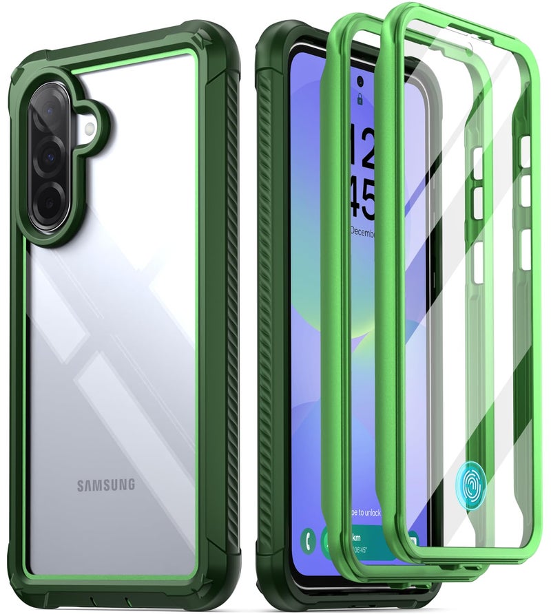 Poetic Guardian Case for Samsung Galaxy A36 5G, [2 Front Frame] [20 FT Mil-Grade Drop Tested] [Screen Protector Work with Fingerprint ID] Full Body Shockproof Rugged Clear Cover, Green/Clear - Image 1