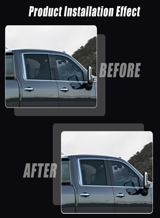 FZJDSD 6Pcs Gloss Black Cover Pillar Posts Door Window Trim Compatible with Chevy Silverado GMC Sierra 1500 2019 2020 2021 2022 - Image 3