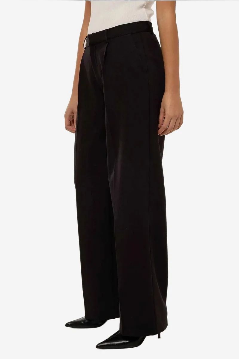 Hiccup Black Pleated Straight Leg Pants for Women | Best Price UAE