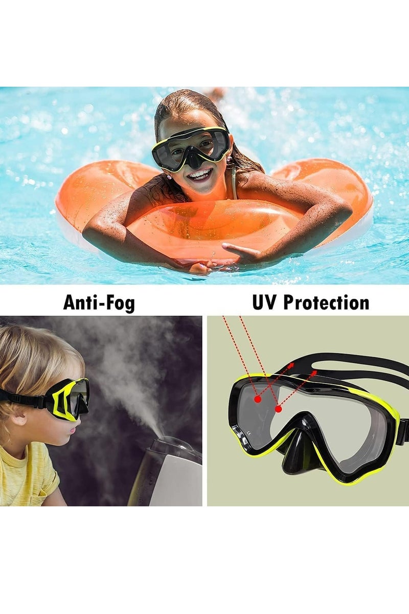 أوزيغالور 2 قطعة نظارات غطس للأطفال، قناع غطس بانورامي 180 درجة، نظارات سباحة مضادة للضباب ومضادة للتسرب للأطفال من 5 إلى 12 سنة - Image 4