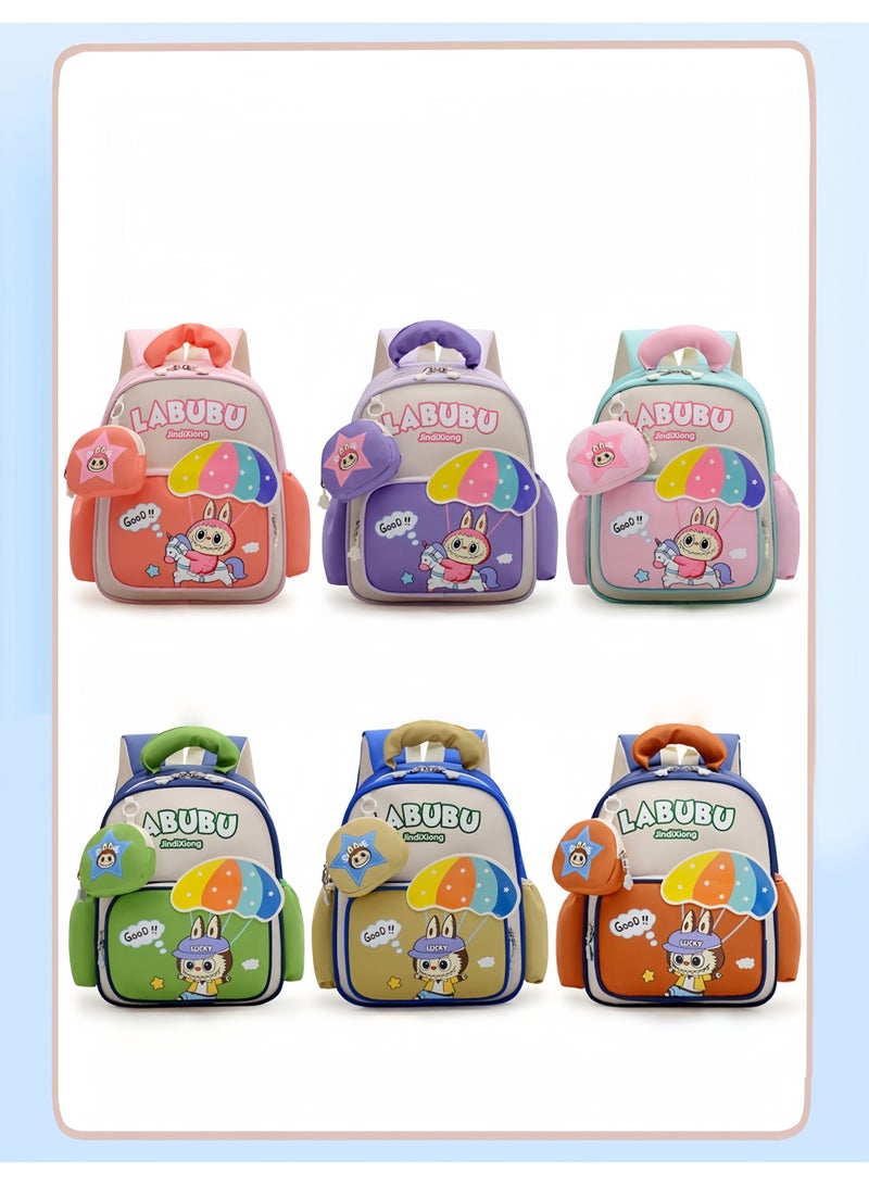 لابوبو حقيبة مدرسية جديدة رائعة لرياض الأطفال، حقيبة ظهر خفيفة الوزن من القماش للأطفال، بتصميم كرتوني لطيف للأولاد والبنات - Image 3