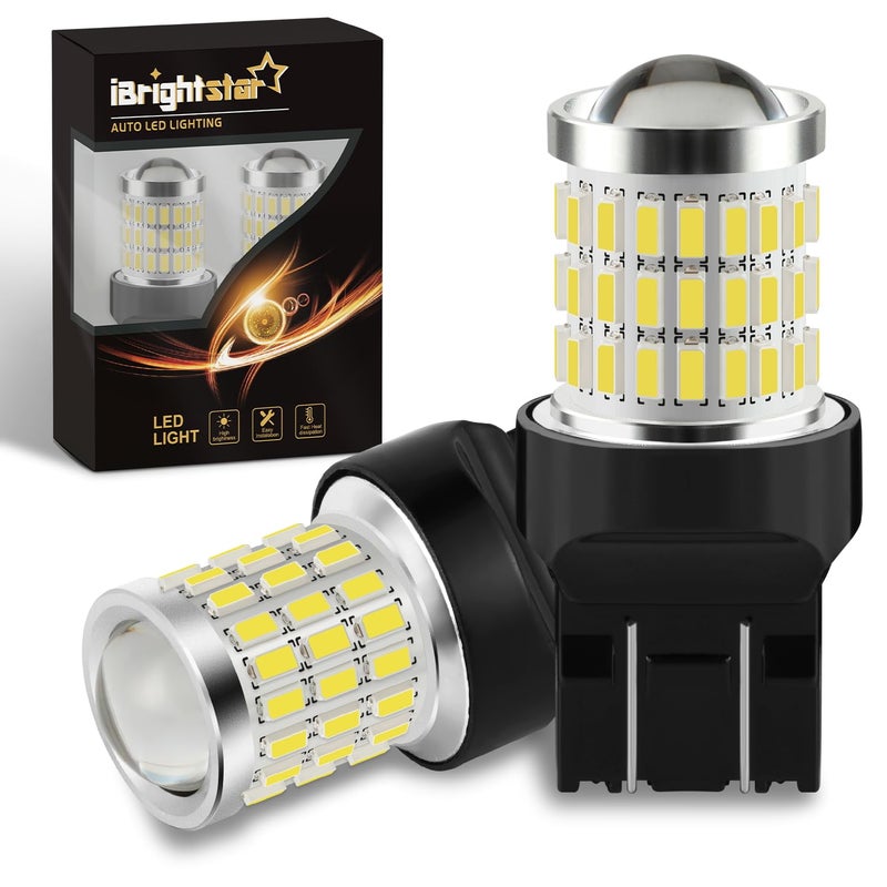 مصباح LED أبيض iBrightstar 7443 مصابيح عكسية 7440 فائقة السطوع لمصابيح الاحتياط ومصابيح التشغيل النهارية ومصابيح الانتظار عبوة 2