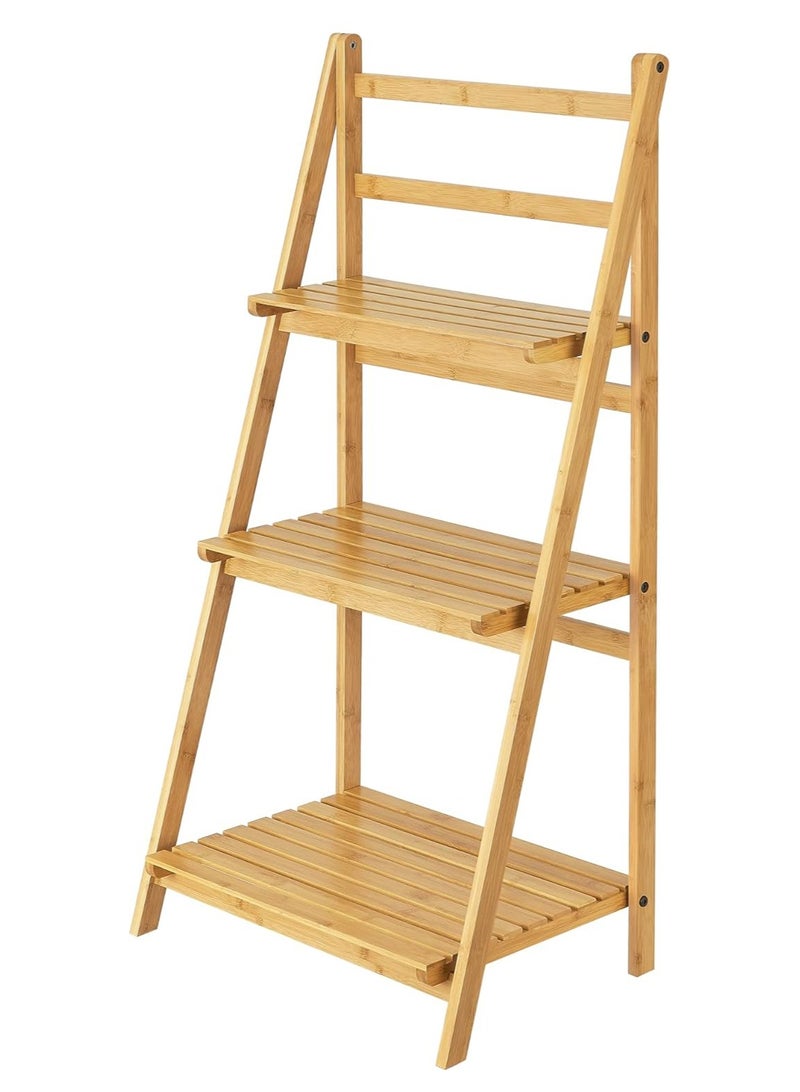 DubaiGallery 3-Tier Bamboo Ladder Shelf - Image 1