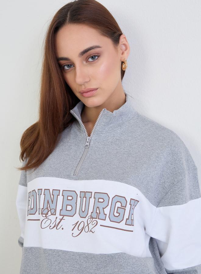 ستايلي طقم بيجاما من جوغر وسويت شيرت طويل بقصة عادية - Image 3