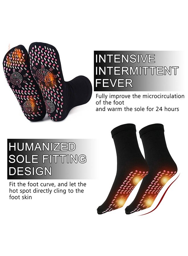 SOUTH MOON 2 Pairs Tourmaline Slimming Health Sock, Thermal Circulation Acupressure Self-Heating Shaping Socks, AFIZ Tourmaline Health Sock, Comfortable Breathable Foot Massage Self Warm Socks (Black) - Image 3