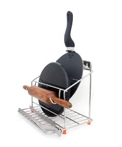 Amaze Amaze Chakla Belan Tawa Chimta Stand for Kitchen 5.5mm Wire - 100% Rust-Free Stainless Steel Rolling Pin Board Holder Wall Mount Stand 4 in1 Holder - oack of 1  - Image 4