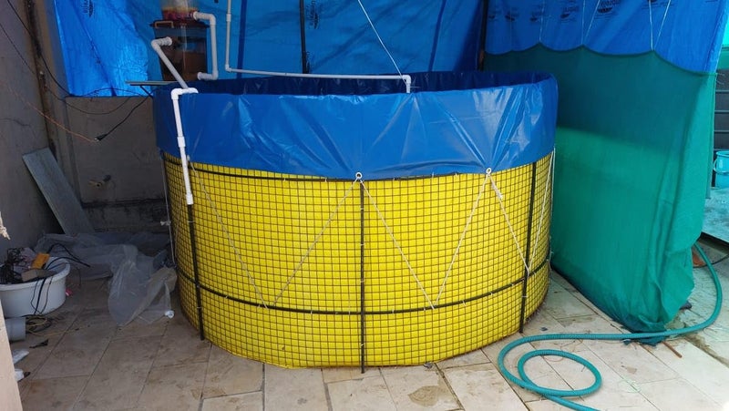 Tarpaulin 2 Diameter 1000 GSM for 4500 LTR Multicolor Biofloc Fish Farming Tank Round Pond Weight 1257 Kg Height 15 Mtr - Image 2