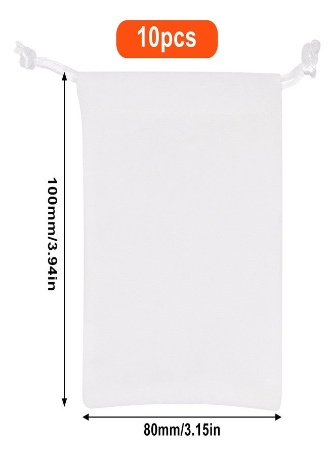 GDFYMI 10pcs Velvet Bags with Drawstrings, Small Drawstring Pouch for Wrapping Mini Gift, Jewelry, 3x4 Inches (White - Image 2