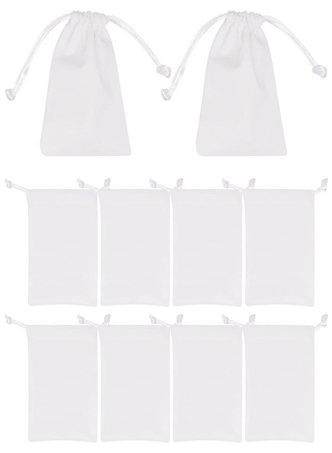 GDFYMI 10pcs Velvet Bags with Drawstrings, Small Drawstring Pouch for Wrapping Mini Gift, Jewelry, 3x4 Inches (White - Image 1