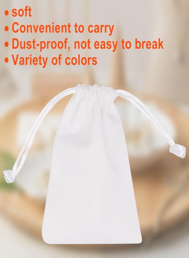 GDFYMI 10pcs Velvet Bags with Drawstrings, Small Drawstring Pouch for Wrapping Mini Gift, Jewelry, 3x4 Inches (White - Image 3