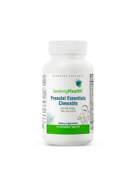 Seeking Health Prenatal Essentials Chewable - Prenatal Support Supplement with Riboflavin - Formula Supports Immune Health & Methylation - B12 Supplement to Support Genetic Development - 60 Tablets